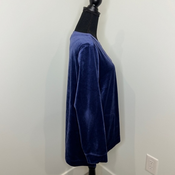 Denim & Co Blue Velour Long Sleeve Tunic with Pockets (LP) - Picture 6 of 8